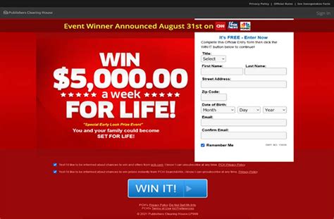consumers clearing house sweepstakes